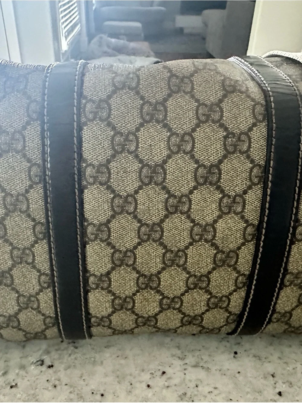 🤎 Gucci Beige GG Supreme Canvas Boston Bag Dark Brown Trim, Timeless, Classic